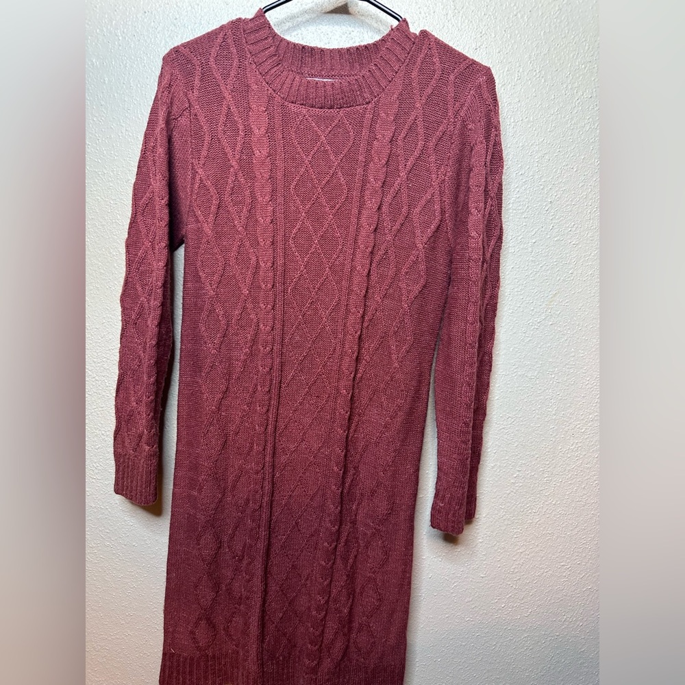 Cozy Casual Small Medium Rustic Style Knit Long Sleeve Sweater Dress